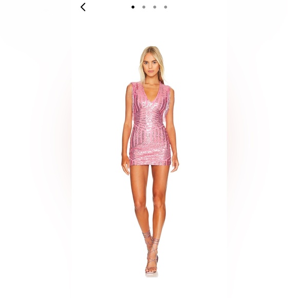 SUPERDOWN Carly Fringe Mini Dress Pink Sequin Small S Taylor Swift - Picture 5 of 8